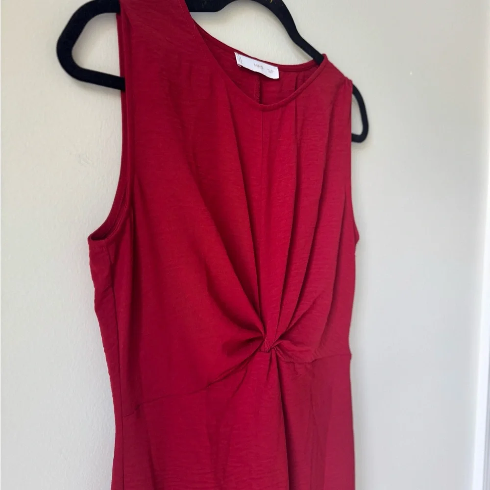 Mango Size 6 Elegant Figure Flattering Midi Burgundy Wine Maroon Tank Dress